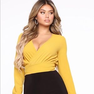 FashionNova Little White Lies Top/ Mustard XL